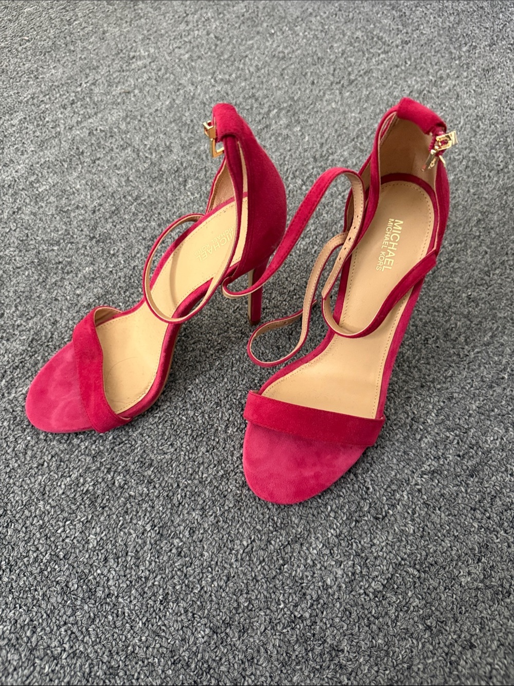 Michael Kors Fuchsia Suede Ankle-Strap Stiletto Heels